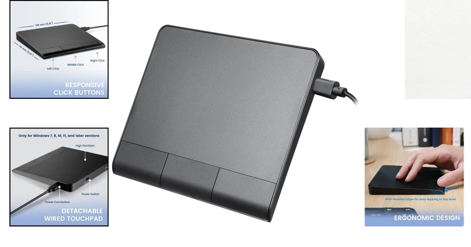 Wired USB Touchpad Large Multi-Touch Control for Windows - Precise Navigation - Image 2 of 4