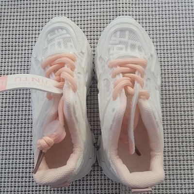 JINTU Toddler's White Pink Mesh Lace-Up Running Shoes Sneakers Size 26 New