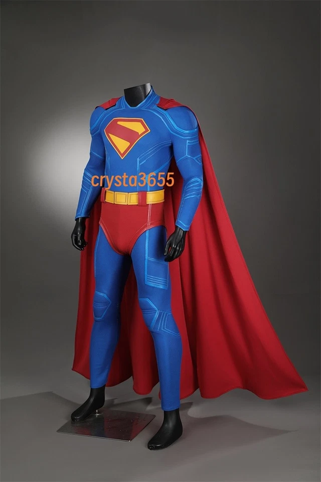 2025 Superman Cosplay Costume Superhero Halloween Outfit Blue Jumpsuit Boots Lot - Image 4 of 4