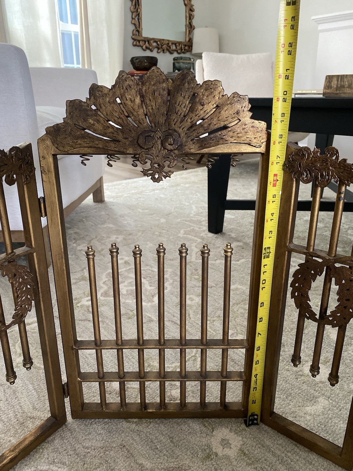Vintage French Style Iron Fireplace Screen