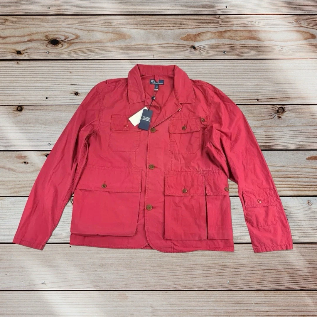 Polo Ralph Lauren Twill Wading Sport Jacket Red Cotton Utility Fishing RRP £439