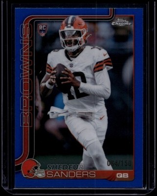 2025 Topps Chrome Football Shedeur Sanders #315 RC Rookie Blue Refractor /150