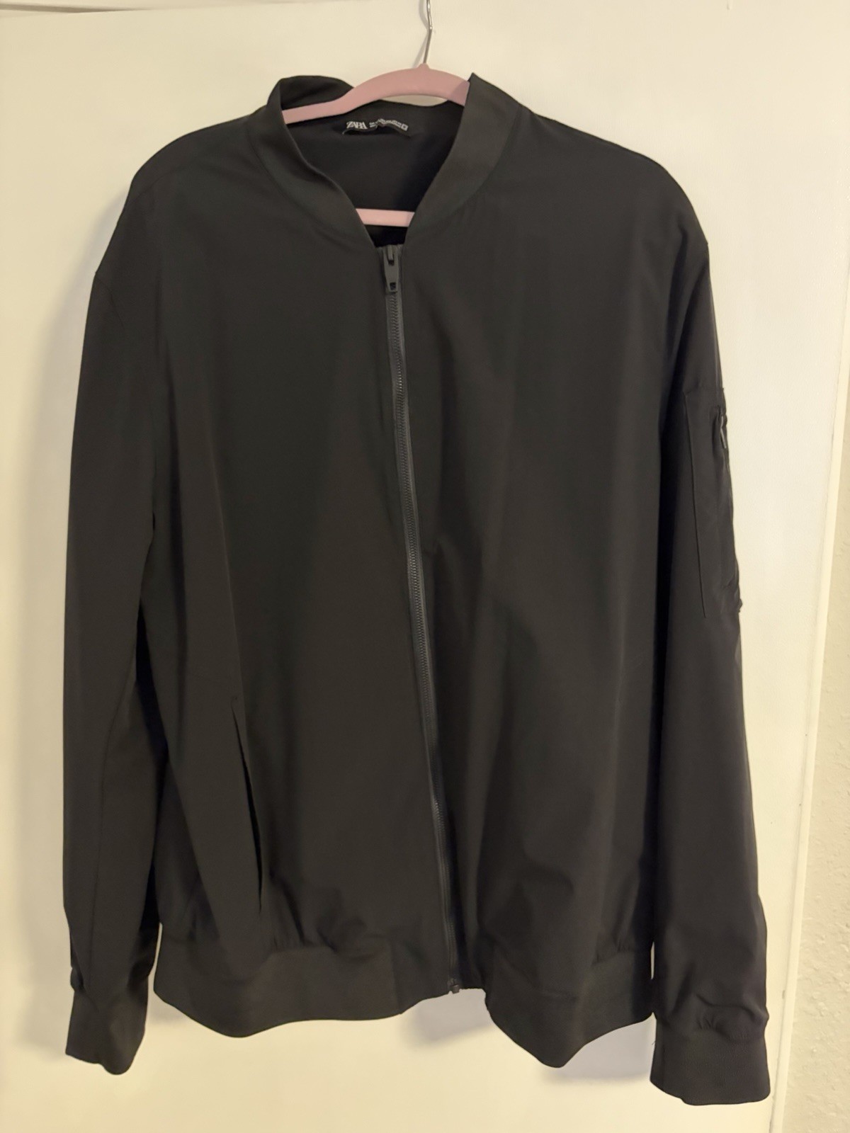 Bomber Jacket by Zara Men's Size XXL Black Full Zip Long Sleeve-image