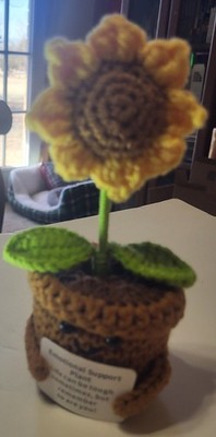 Emotional Support Crochet Flower Gift | Handmade Difference Maker Sunflower
