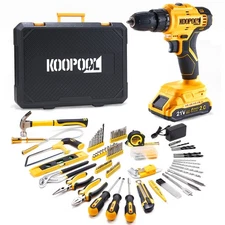 Tool Box Set: Cordless 21V Power Drill Tool Kit with Battery, Electric Drill ...