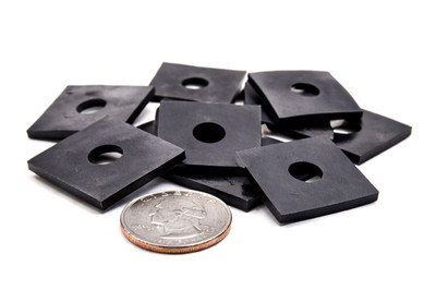 1-1/4'' Square x 1/8'' Rubber Pads with 1/2'' Hole   Equipment Spacers & Isolators