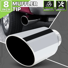 Chrome 15 Slant Exhaust Pipe Tail 5inlet 8outlet Muffler Digonal Cut Roll Tip
