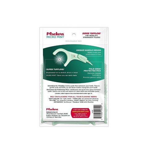 6 Pack Plackers Micro Mint Freshens Breath, Dental Flossers Mint, 90 Ct ea - Picture 2 of 3