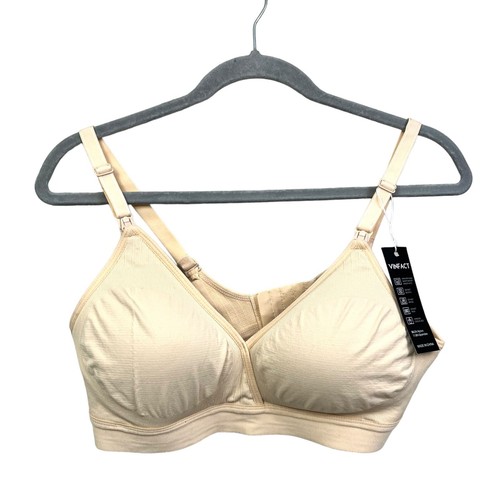 Vinfact Womens Nursing Bra Wireless Lightly Padded Full Support Nude Sz XL
