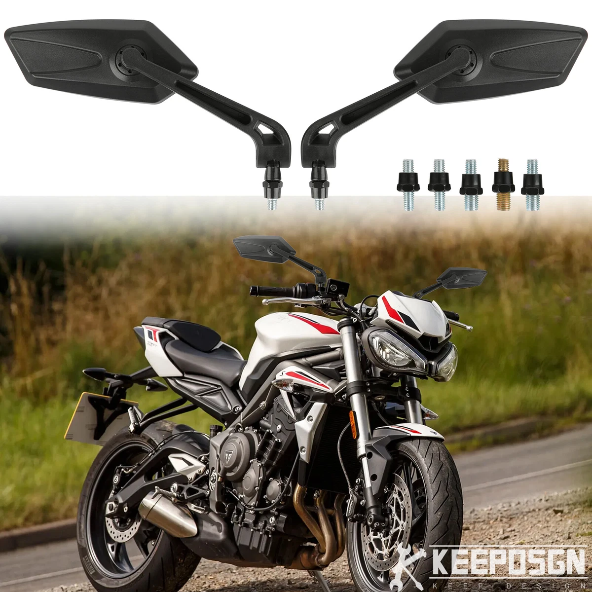 Motorcycle & Scooter Mirror Assemblies for Triumph Street Triple