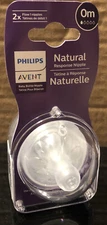 Philips Avent Natural Baby Bottle Nipple Natural Response 0M Set of 2 Flow 1 New