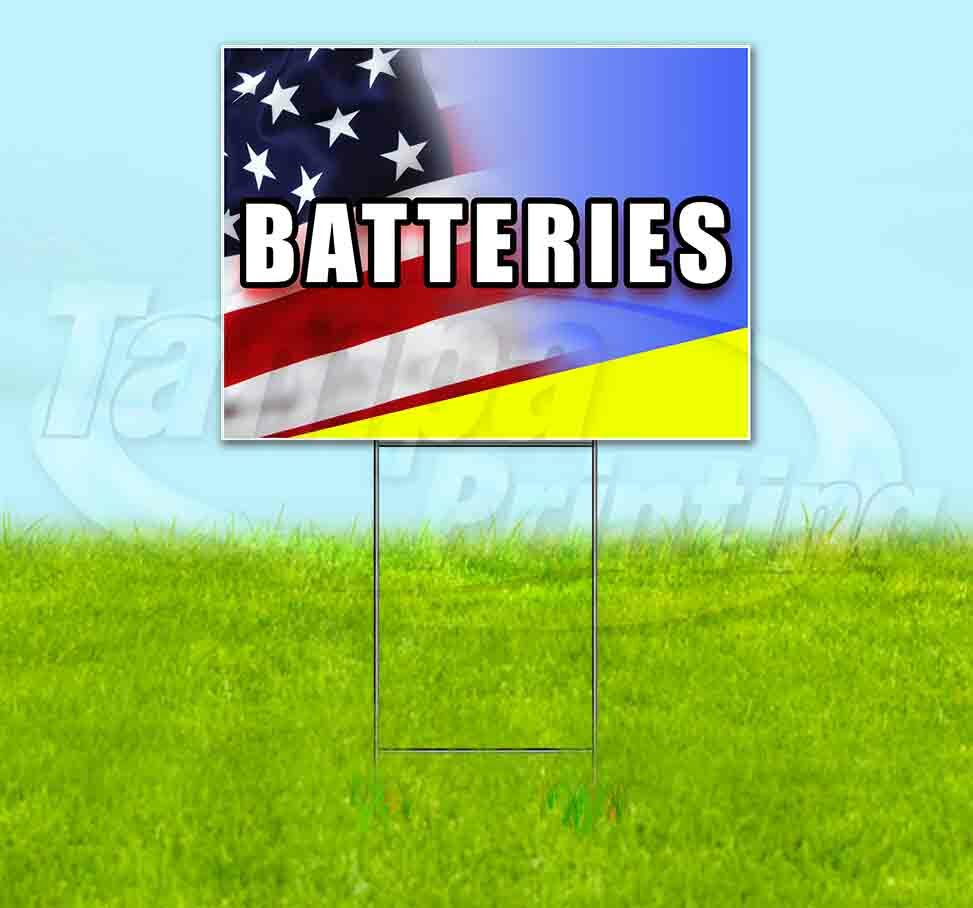 BATTERIES Yard Sign Corrugated Plastic Bandit Lawn Decoration USA-image