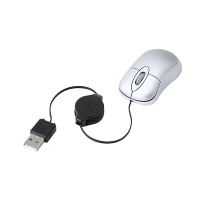 USB mini Maus optisch design optical Mouse PC Laptop Kabel aufrollbar Silber