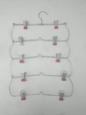 VTG Mid Century Metal Chrome Wire 4 Tier Skirt Pant Clip Clothes Hanger TRL7 21