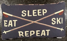 Eat Sleep Ski Repeat Pillow Storehouse Navy Red White B12