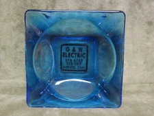 Anchor Hocking Glass Electric Blue G & W Electric Garland Texas Ashtray 1970's