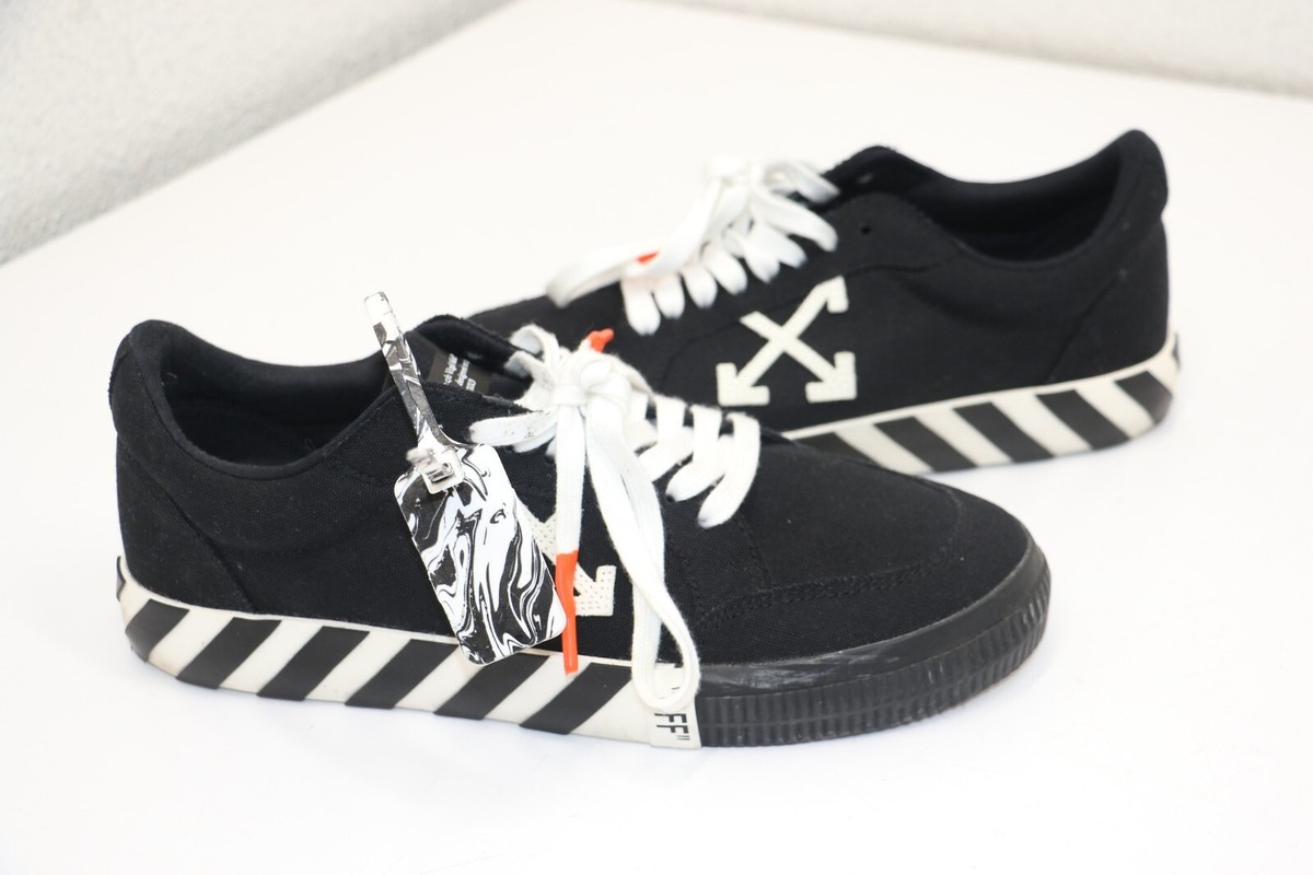 Off-White Black Canvas Vulcanized Low Top Sneakers Womens Size 43