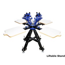 Micro-registration 4 Color 4 Station Silk Screen Printing Press w/Liftable Stand
