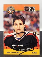 PAUL CAVALLINI signed 1990-91 Pro Set Hockey AS Card #353 St. Louis Blues