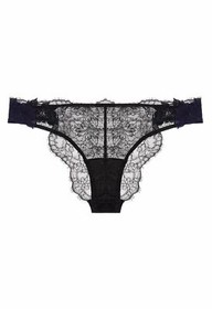La Perla Talisman 38B L Full Coverage Bra Panty Set Black Dark Blue $992