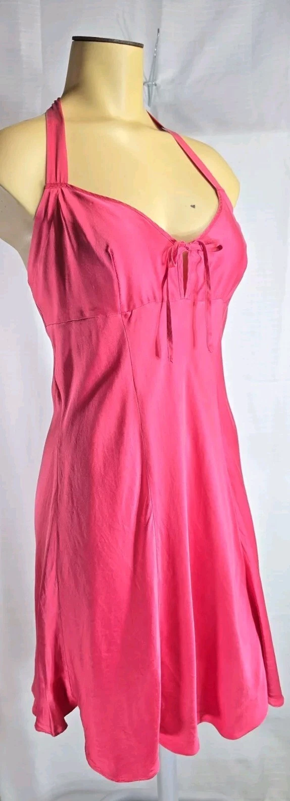 UNDERCOVER Abito slip anni 90 Victoria’s Secret seta corallo rosa con fiocco taglia M