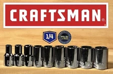 Craftsman 1/4" Drive 9 pc 6 Pt Metric MM Chrome Socket Set 5-13 mm