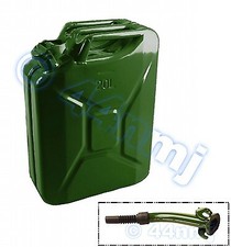 20L METAL JERRY CAN & FLEXIBLE SPOUT FUEL PETROL DIESEL