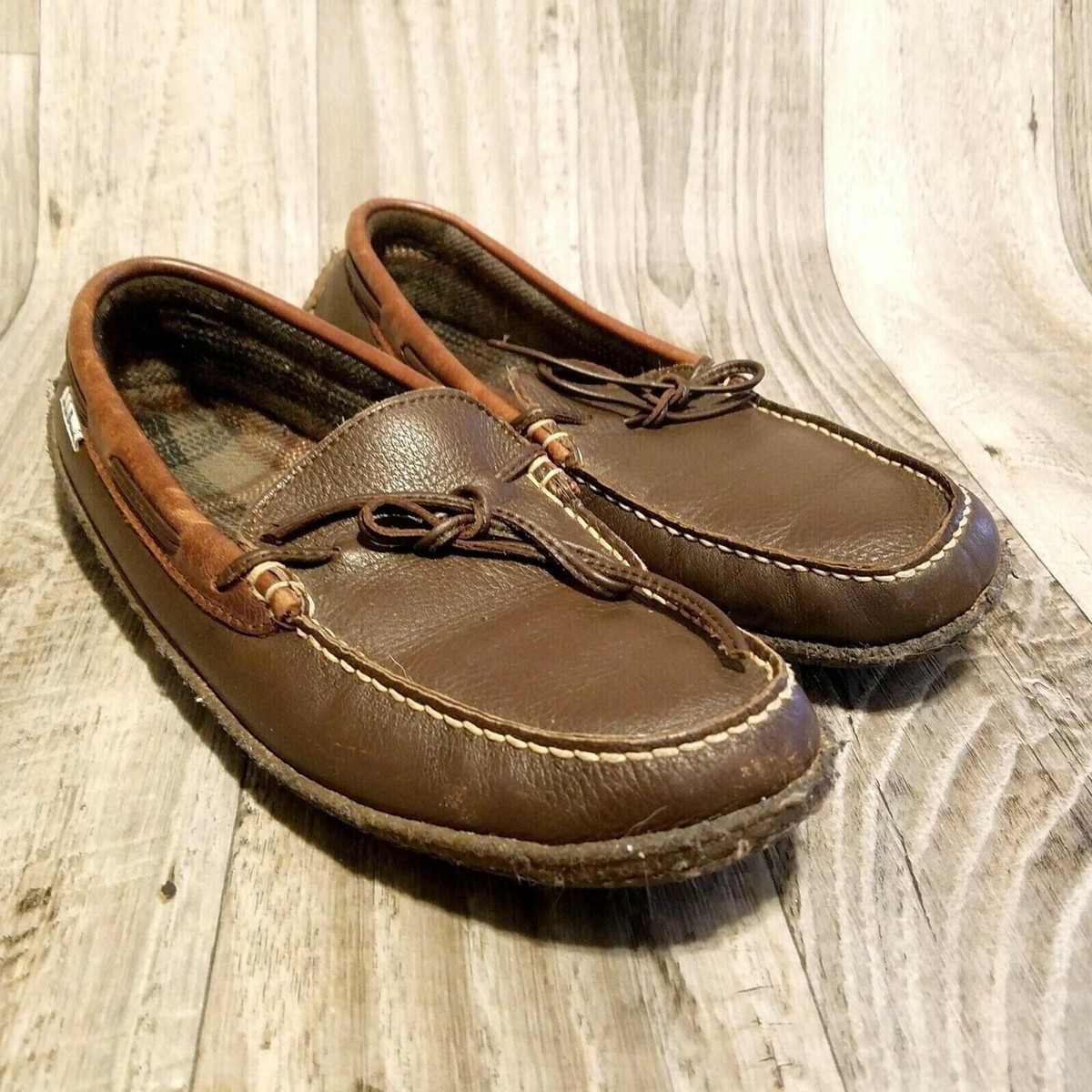 LL Bean Womens 05488 Sz 11 Brown Leather Slipper Moccasins | eBay