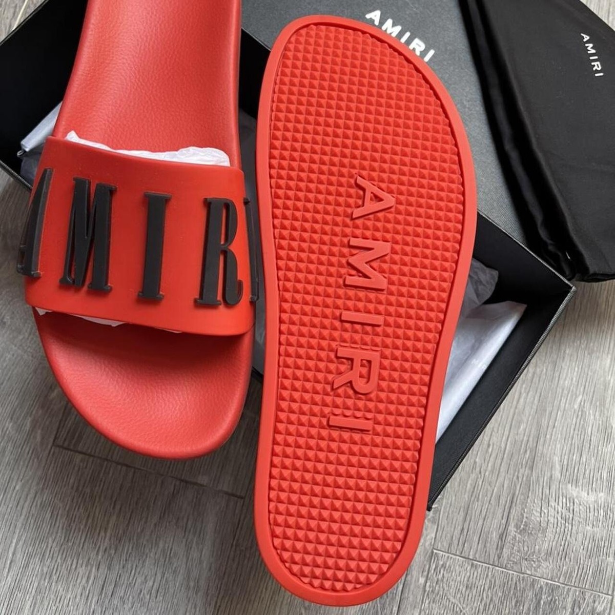 Amiri Red Black Logo Slides BNIB UK 9 / EU 43 £250 Mens 