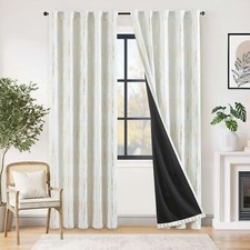 100 Black Full Blackout Curtains Length 90 inches with Thermal Insulation