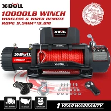X-BULL 10000lbs 12V Electric Winch Synthetic Rope Trailer SUV Truck Off-Road 4WD