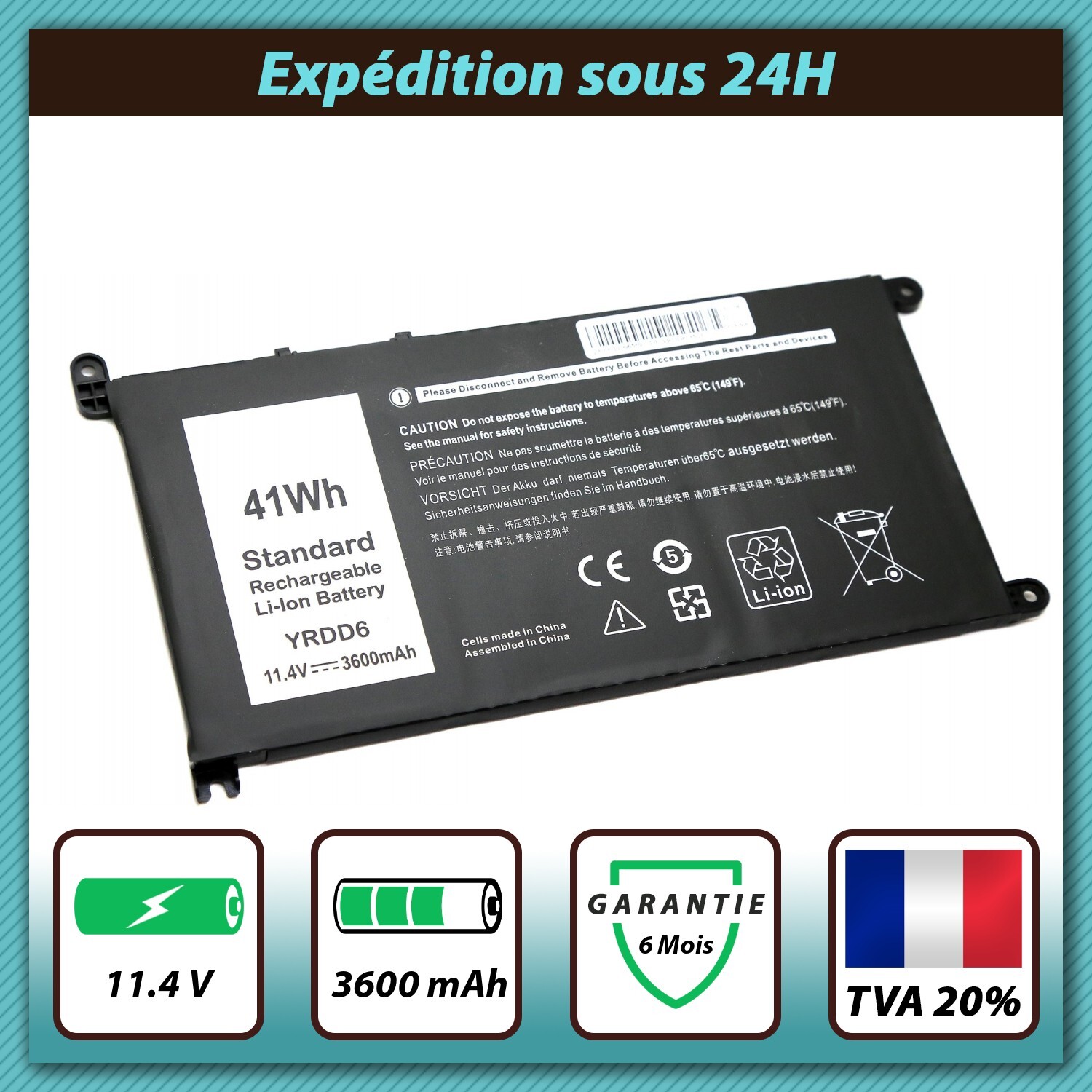 Batterie Dell Inspiron 3781 pour travailler dans le train sans prise de courant
