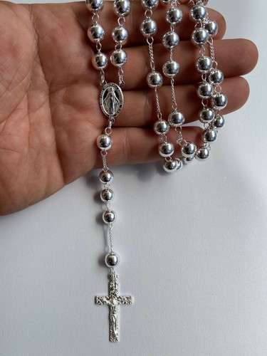 Men's Large Rosary Beads Necklace Solid 