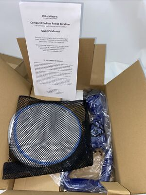 #ad 6 Piece Compact Cordless Power Scrubber with Cleaning Attachments Navy Blue New $29.99