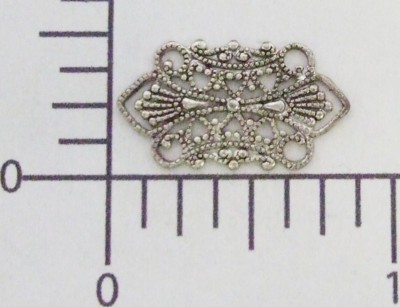 13904          3 Pc  Matte Silver Oxidized Victorian Rectangle Filigree Finding