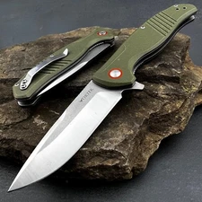 VORTEK MONARK Green G10 D2 Steel Flipper Blade Ball Bearing Folding Pocket Knife