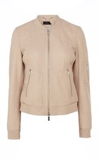 Karen Millen Atelier Natural/nude Panelled Lambskin Leather Bomber Jacket £399