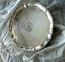 1769 Georgian Heavy Sterling Silver Salver Tray Wine London Ebenezer Coker