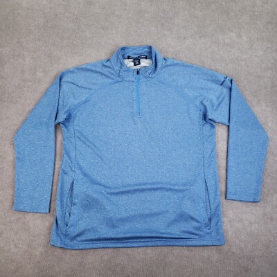 Devon & Jones Sweatshirt Womens XL Blue Long Sleeve 1/4 Zip Mock Neck Volvo Open