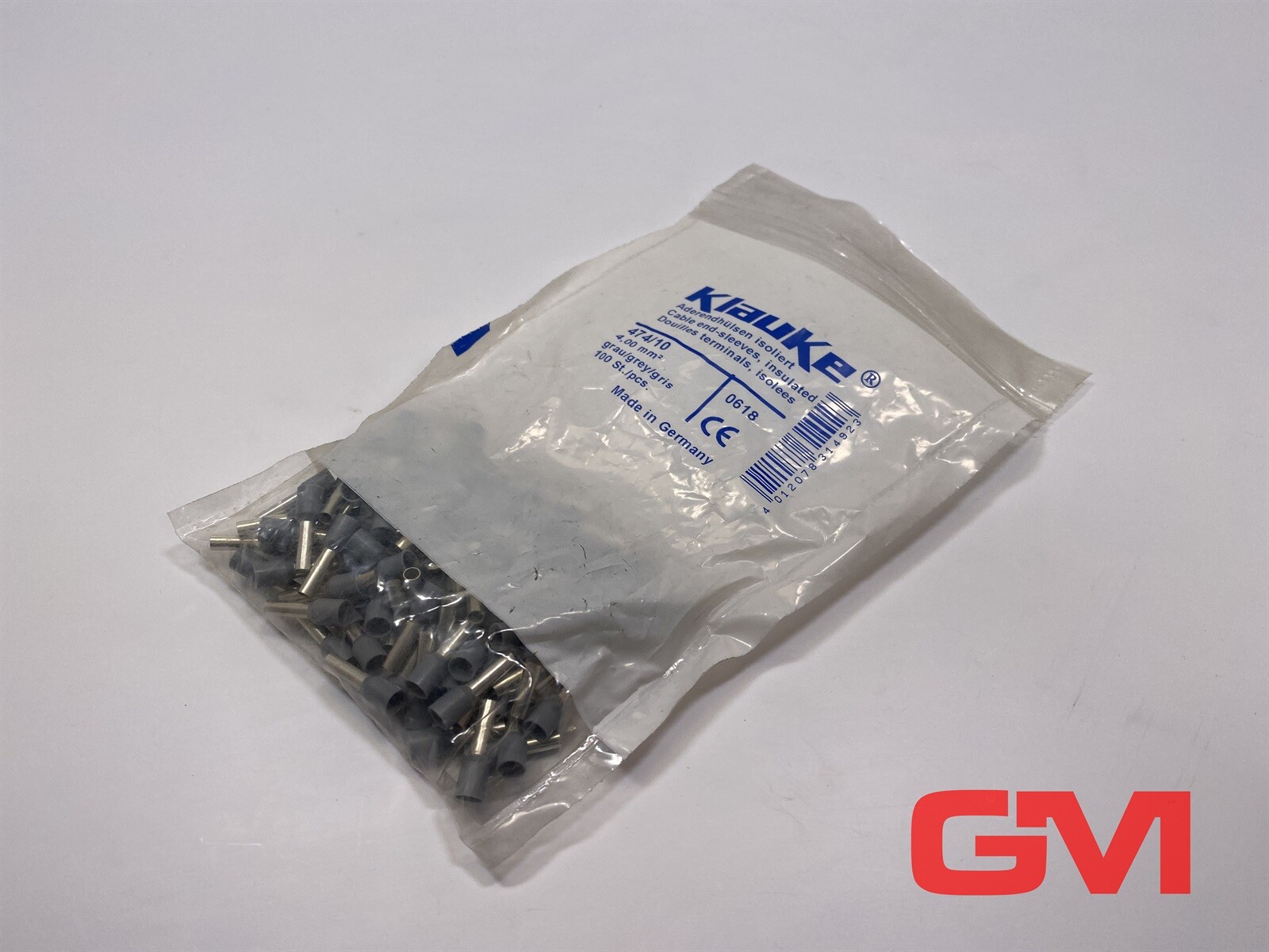 Ve 100x Klauke Cable End-Sleeves Insulated 474/10 Grey 4,00mm²