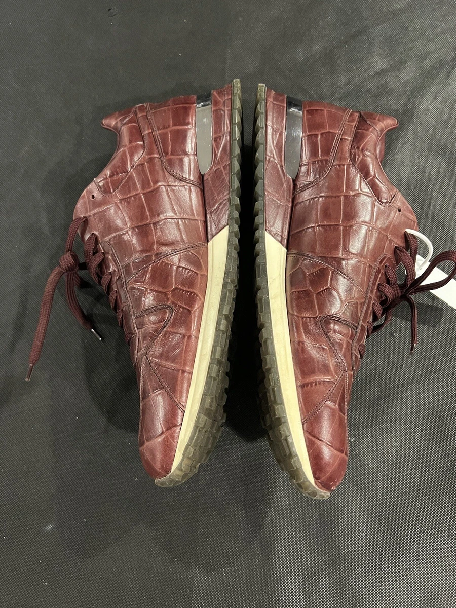 Louis Vuitton Burgandy Crocodile Embossed Sneakers LV LUXURY VERY RARE Sz  10 US