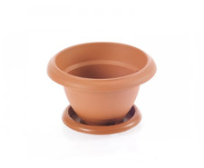 Extra Small Flower Plant Flat Pot and Saucer. Round Flat Pot Planter. (0.5 L)