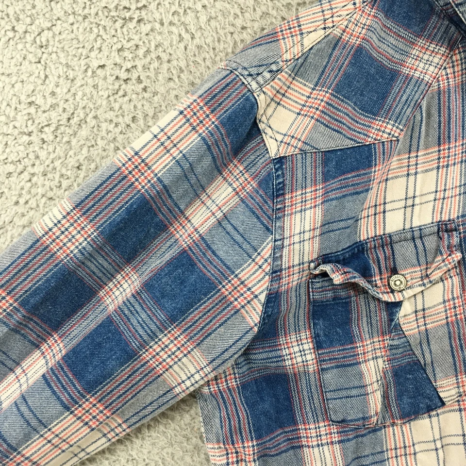 Camisa Retrofit Abotonada Para Hombre L Multicolor Algodón A Cuadros Manga Larga Cuello Foto 4 de 4