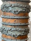 ANTIQUE INDUSTRIAL WALLPAPER ROLLER  STENCIL WOOD/METAL  PRINTING PRESS CYLINDER — photo 1