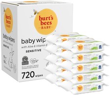 Burt's Bees Baby Wipes, Unsented, Natural, Sensitive, Aloe  Vitamin E - 72 Coun