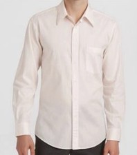 Yves Saint Laurent Men's Pink Solid Dress Shirt 17 34/35 Classic Easy Care