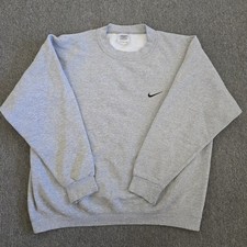 Nike Men's XL Light Gray Swoosh Crewneck Sweatshirt Made in USA Vintage
