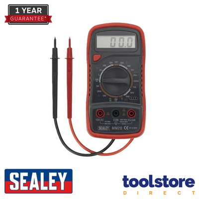 Sealey MM20 Digital AC DC Multimeter/Voltmeter + Messleitungen/Fühler & Thermoelement