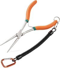 7 Inches Extra Long Needle Nose Pliers Serrated Jaw, with Lanyard