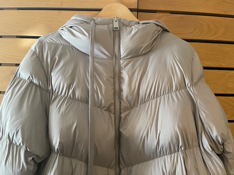 NUEVA MARINA RINALDI MAX MARA Chaqueta acolchada gris humo con capucha talla 25, 16W EE. UU. Foto 3 de 4